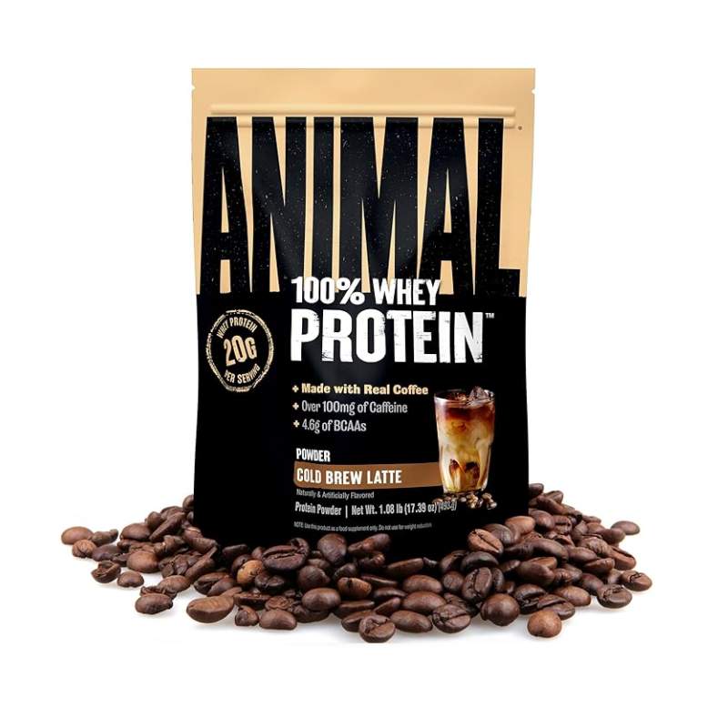 Animal 100% Whey Protein Powder Instant Iced Coffee -Cold Brew Latte, 1 lb