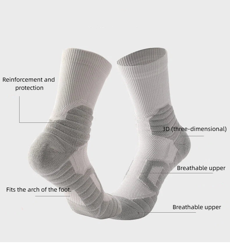 Elite Cushioned Basketball Crew Socks | Anti-Slip, Breathable, Sweat-Wicking