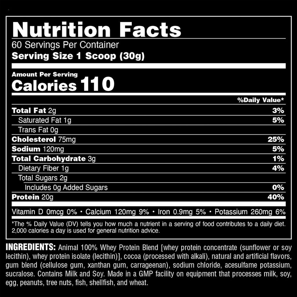 Animal 100% Whey Protein Powder – Chocolate, 4 lb