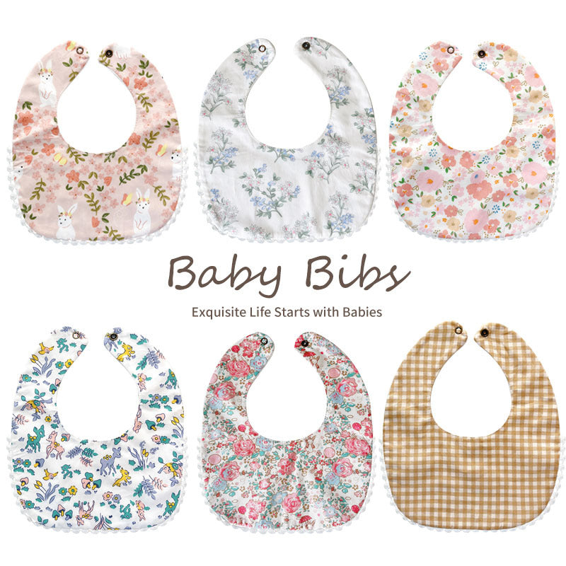 Baby Cotton Bibs 3-Pack: Soft Absorbent Drool Bibs for Infants & Toddlers