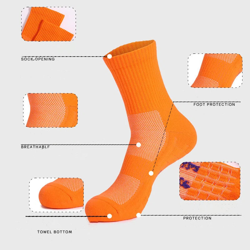 Damping Massage Sport Socks 1 Pairs- Cushioned Towel Bottom for Badminton, Running, Basketball | Low & Mid-Cut | Men & Women