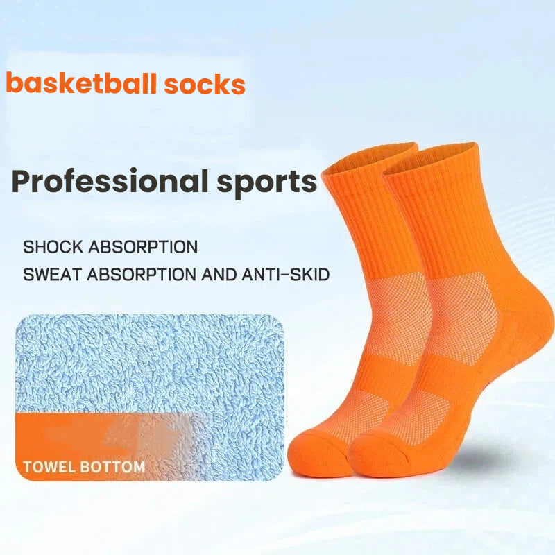 Damping Massage Sport Socks 1 Pairs- Cushioned Towel Bottom for Badminton, Running, Basketball | Low & Mid-Cut | Men & Women