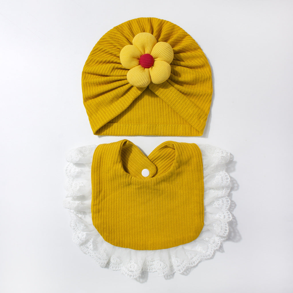 Baby Hat & Bib Set – Cute Floral Infant Beanie and Drool Bib 2-Piece Outfit for Newborns & Toddlers