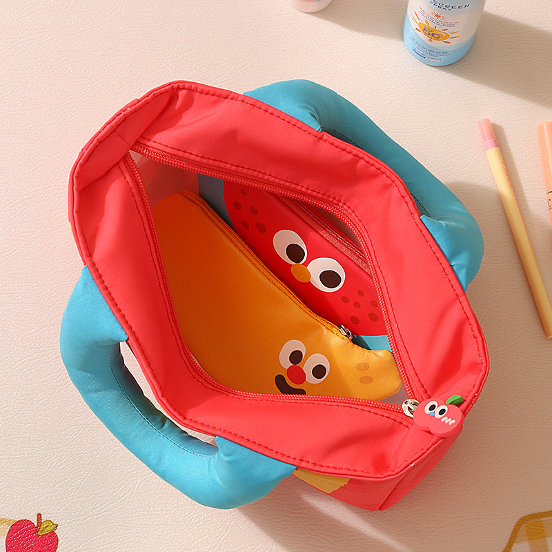 Cute Cartoon Makeup Bag Set – 3-Piece Large Capacity Portable Cosmetic & Toiletry Organizer with Handle