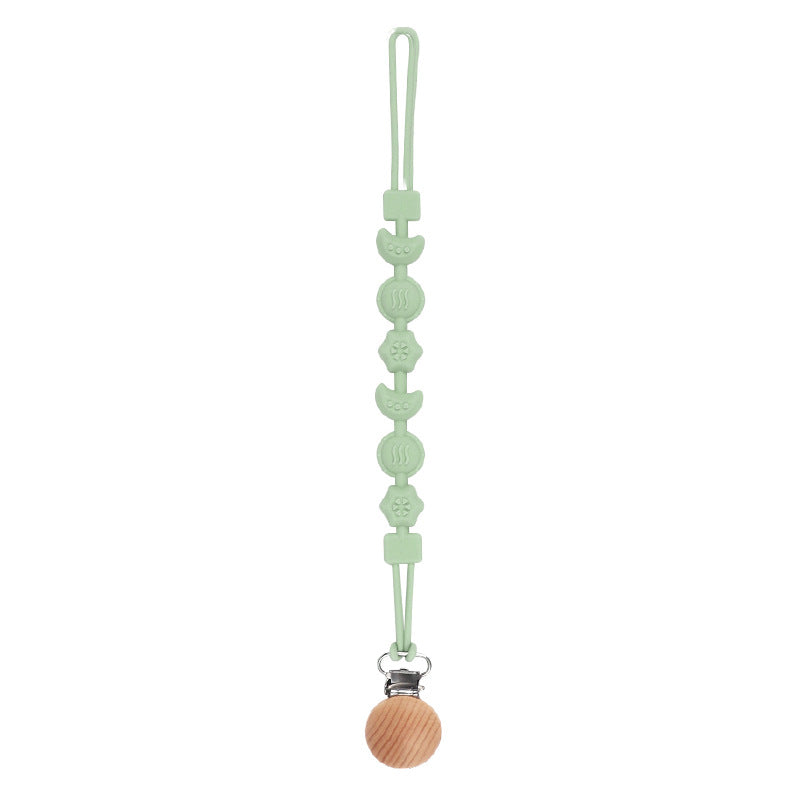 Teething & Soothing in Style: Organic Wood Pacifier Clip with Silicone Chew Beads & Stainless Steel Latch