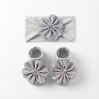 Baby Flower Headband & Socks Set – Soft Floral Newborn Hair Band and Baby Socks 2-Piece Outfit