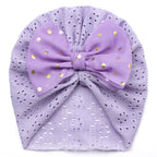 Baby Girl Bow Hat – Soft Pink Newborn Beanie with Polka Dot Bow Infant Cap