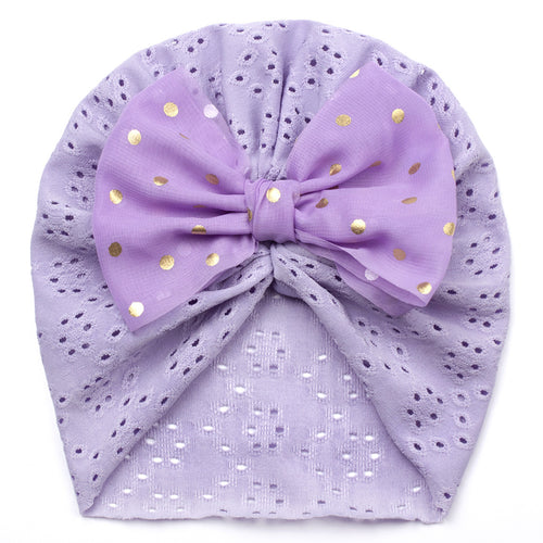 Baby Girl Bow Hat – Soft Pink Newborn Beanie with Polka Dot Bow Infant Cap