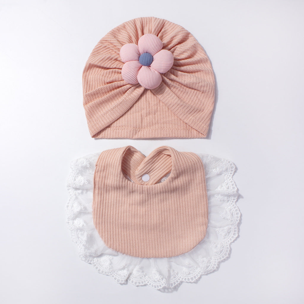 Baby Hat & Bib Set – Cute Floral Infant Beanie and Drool Bib 2-Piece Outfit for Newborns & Toddlers