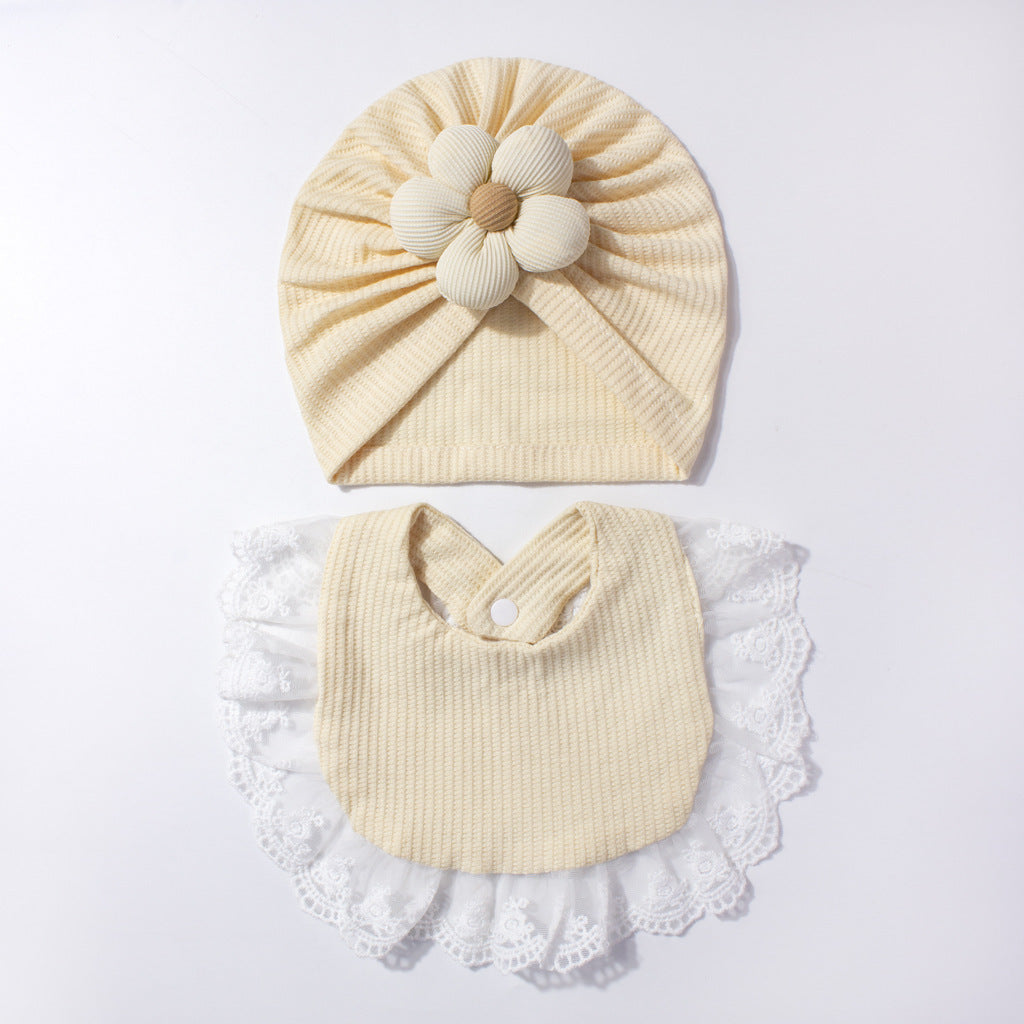 Baby Hat & Bib Set – Cute Floral Infant Beanie and Drool Bib 2-Piece Outfit for Newborns & Toddlers