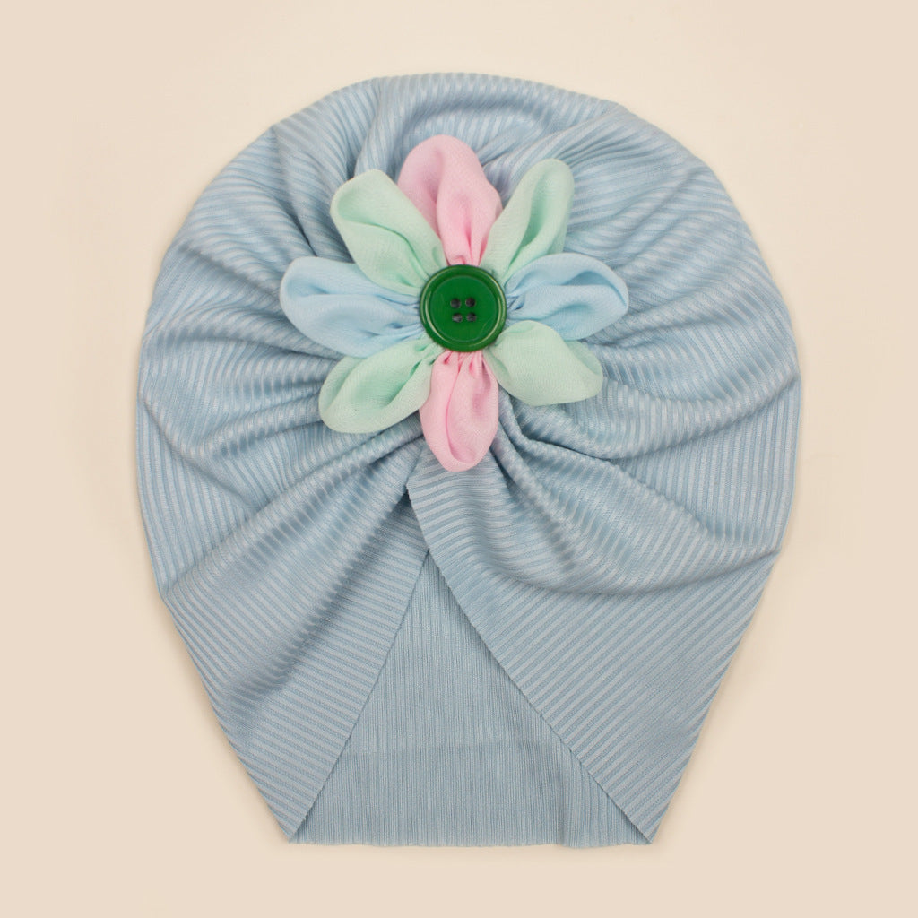 Baby Girls Turbans Headband Cap With Disc Flower Newborn Infant Toddlers Beanies Caps Hat