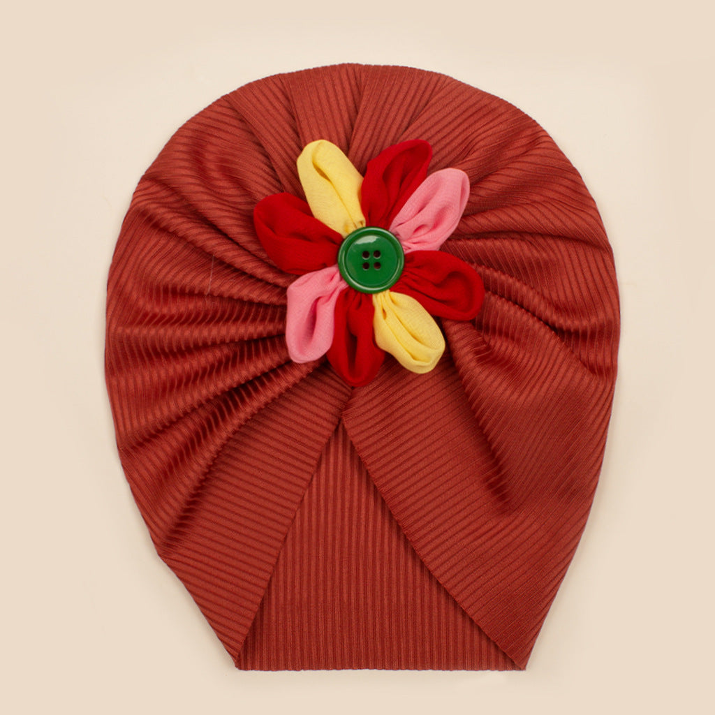 Baby Girls Turbans Headband Cap With Disc Flower Newborn Infant Toddlers Beanies Caps Hat