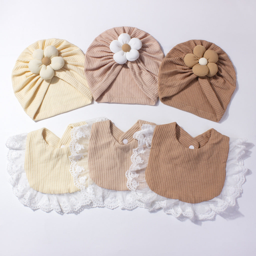 Baby Hat & Bib Set – Cute Floral Infant Beanie and Drool Bib 2-Piece Outfit for Newborns & Toddlers