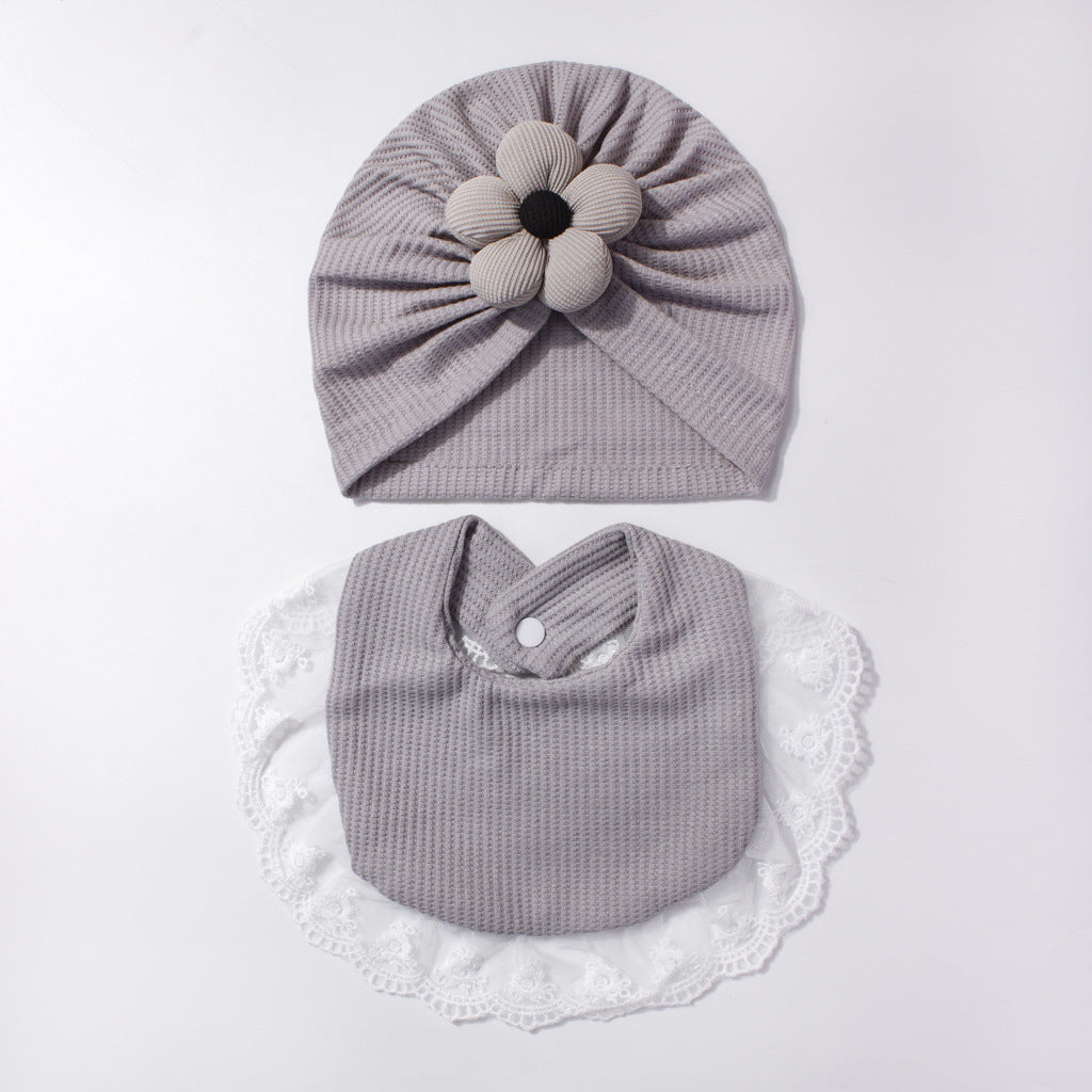 Baby Hat & Bib Set – Cute Floral Infant Beanie and Drool Bib 2-Piece Outfit for Newborns & Toddlers