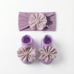 Baby Flower Headband & Socks Set – Soft Floral Newborn Hair Band and Baby Socks 2-Piece Outfit