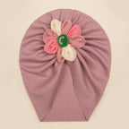 Baby Girls Turbans Headband Cap With Disc Flower Newborn Infant Toddlers Beanies Caps Hat