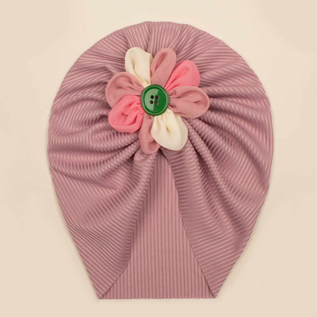 Baby Girls Turbans Headband Cap With Disc Flower Newborn Infant Toddlers Beanies Caps Hat