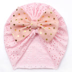 Baby Girl Bow Hat – Soft Pink Newborn Beanie with Polka Dot Bow Infant Cap