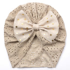 Baby Girl Bow Hat – Soft Pink Newborn Beanie with Polka Dot Bow Infant Cap