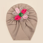 Baby Girls Turbans Headband Cap With Disc Flower Newborn Infant Toddlers Beanies Caps Hat