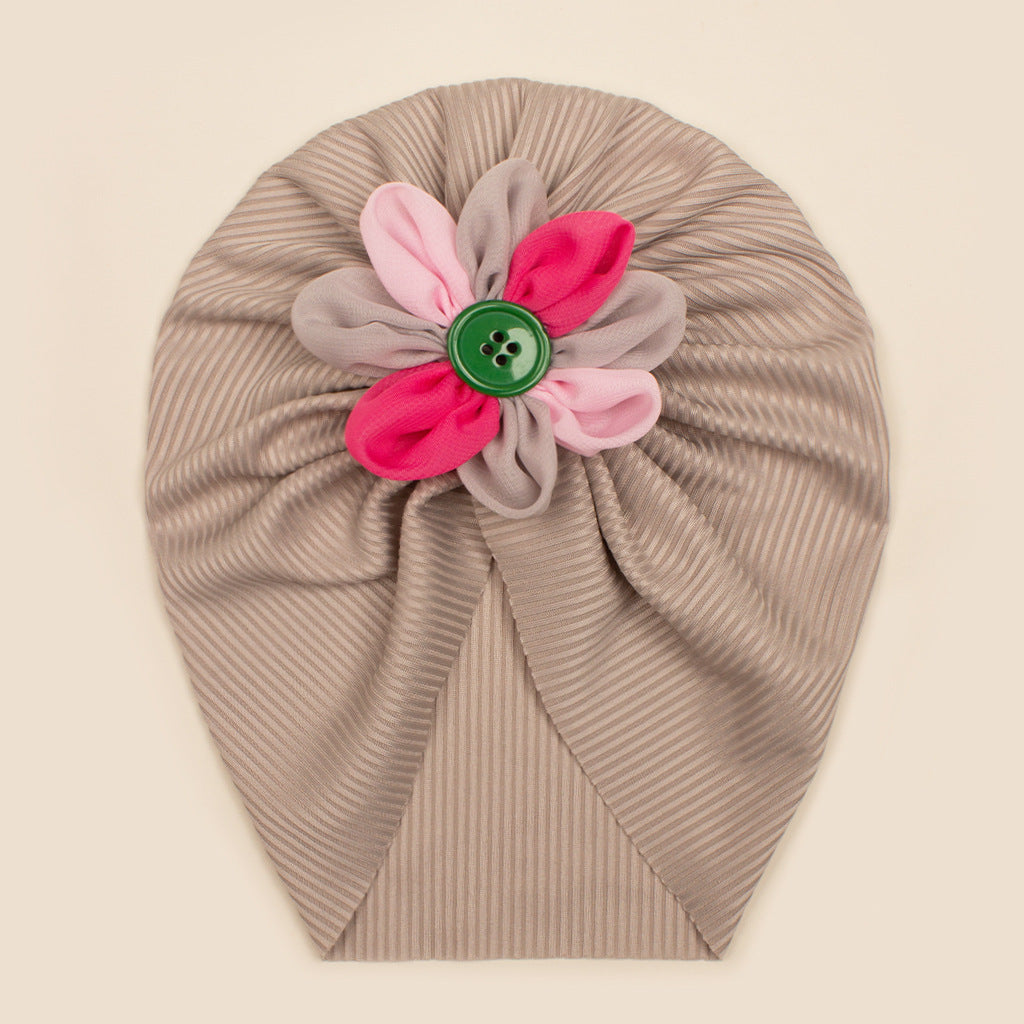 Baby Girls Turbans Headband Cap With Disc Flower Newborn Infant Toddlers Beanies Caps Hat