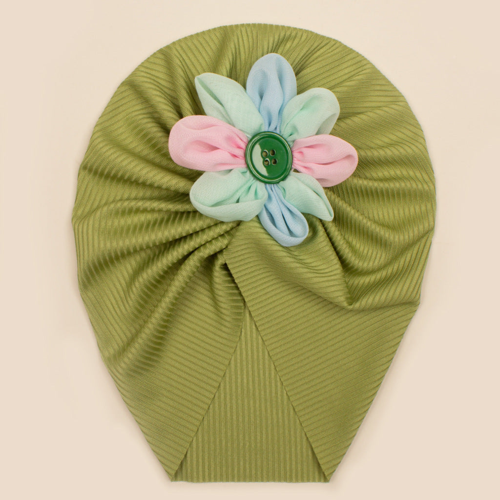 Baby Girls Turbans Headband Cap With Disc Flower Newborn Infant Toddlers Beanies Caps Hat