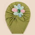 Baby Girls Turbans Headband Cap With Disc Flower Newborn Infant Toddlers Beanies Caps Hat