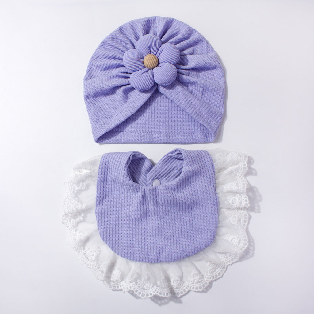 Baby Hat & Bib Set – Cute Floral Infant Beanie and Drool Bib 2-Piece Outfit for Newborns & Toddlers
