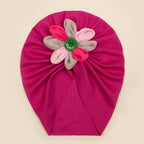 Baby Girls Turbans Headband Cap With Disc Flower Newborn Infant Toddlers Beanies Caps Hat