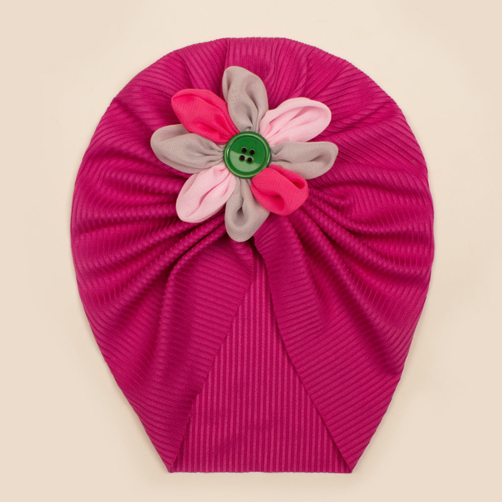 Baby Girls Turbans Headband Cap With Disc Flower Newborn Infant Toddlers Beanies Caps Hat