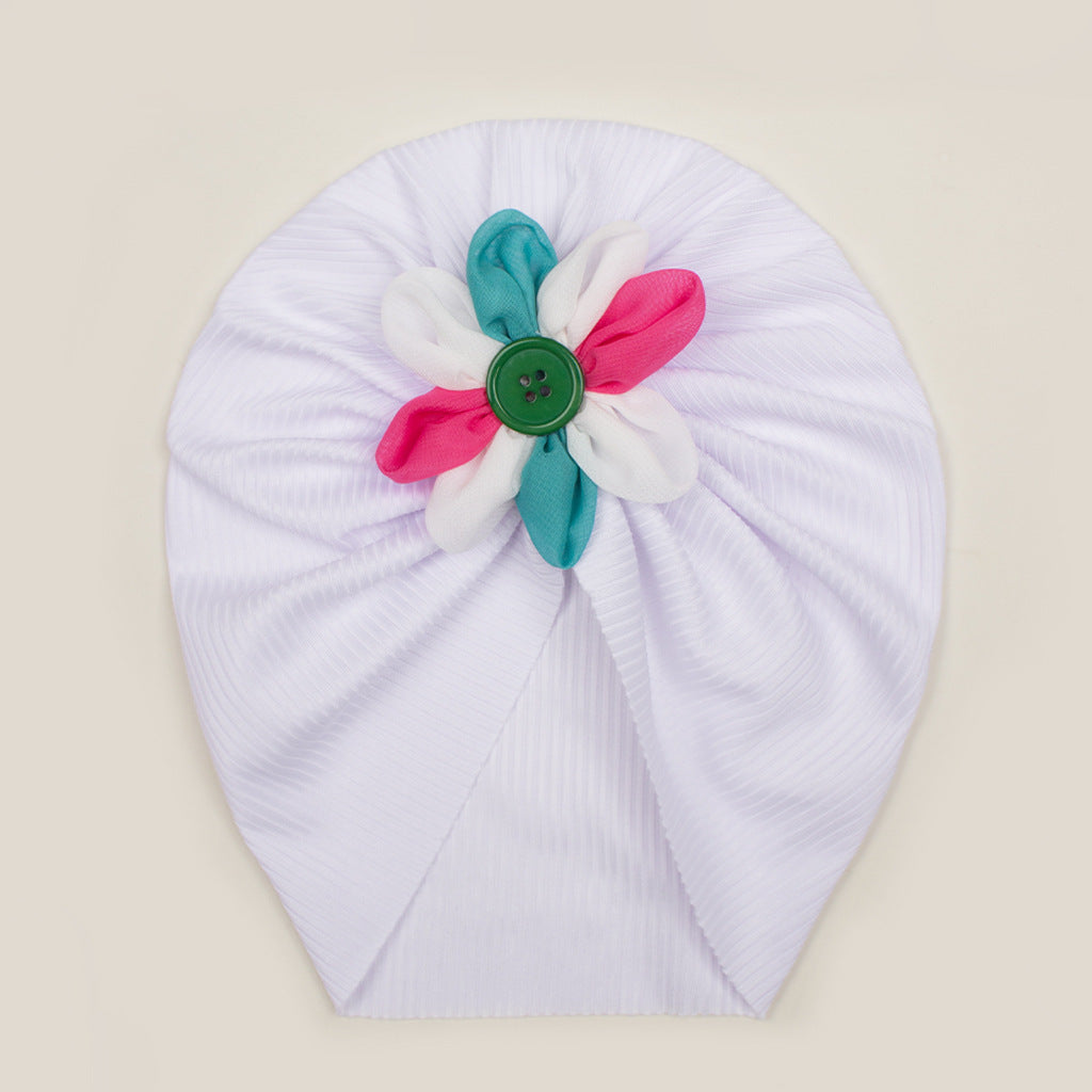Baby Girls Turbans Headband Cap With Disc Flower Newborn Infant Toddlers Beanies Caps Hat