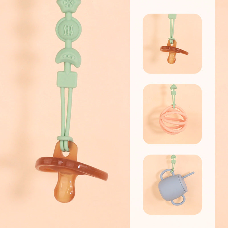 Teething & Soothing in Style: Organic Wood Pacifier Clip with Silicone Chew Beads & Stainless Steel Latch