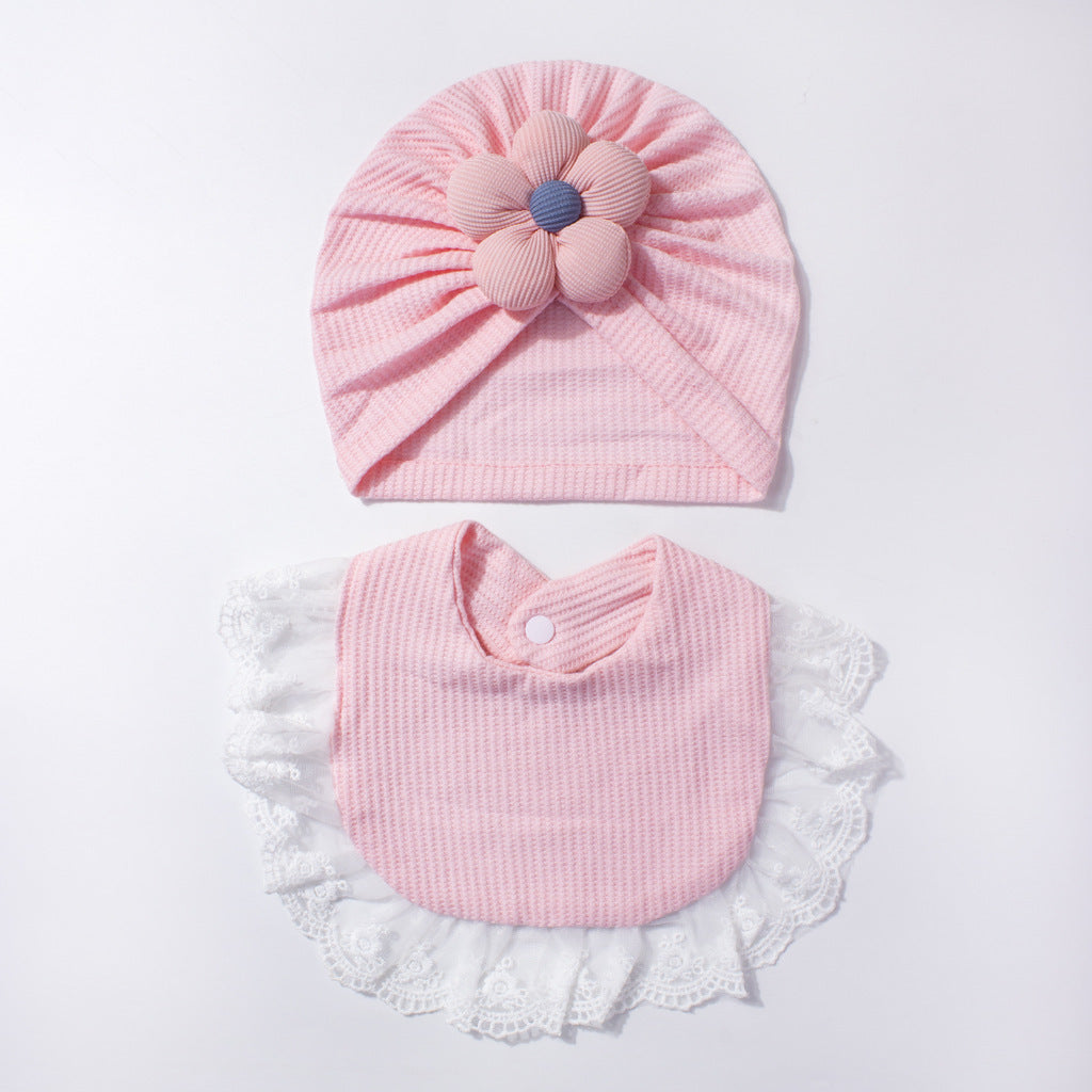 Baby Hat & Bib Set – Cute Floral Infant Beanie and Drool Bib 2-Piece Outfit for Newborns & Toddlers