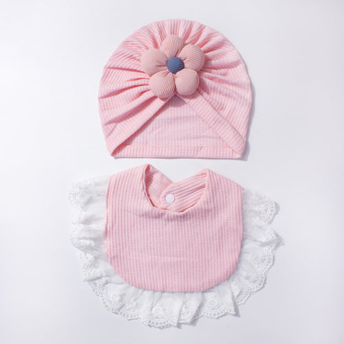 Baby Hat & Bib Set – Cute Floral Infant Beanie and Drool Bib 2-Piece Outfit for Newborns & Toddlers