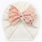 Baby Girl Bow Hat – Soft Pink Newborn Beanie with Polka Dot Bow Infant Cap