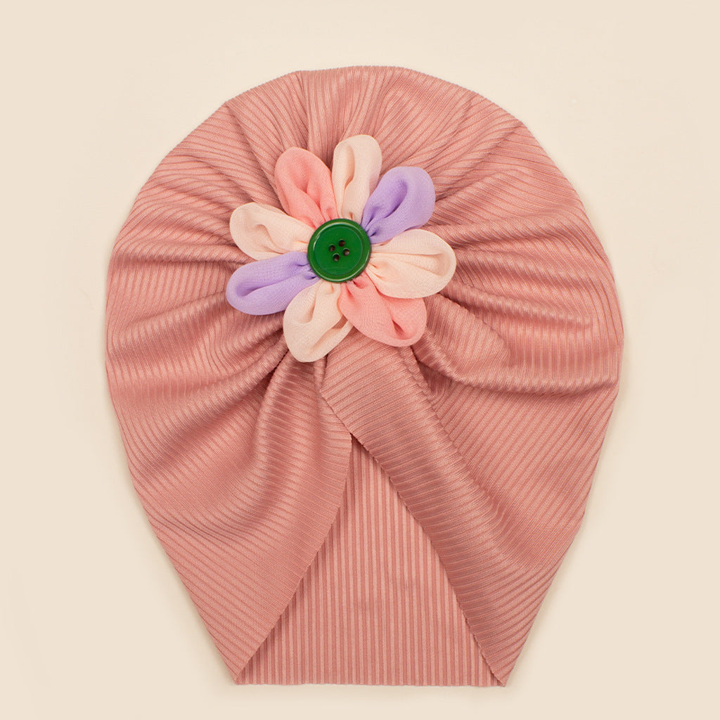 Baby Girls Turbans Headband Cap With Disc Flower Newborn Infant Toddlers Beanies Caps Hat