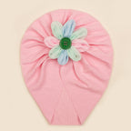Baby Girls Turbans Headband Cap With Disc Flower Newborn Infant Toddlers Beanies Caps Hat