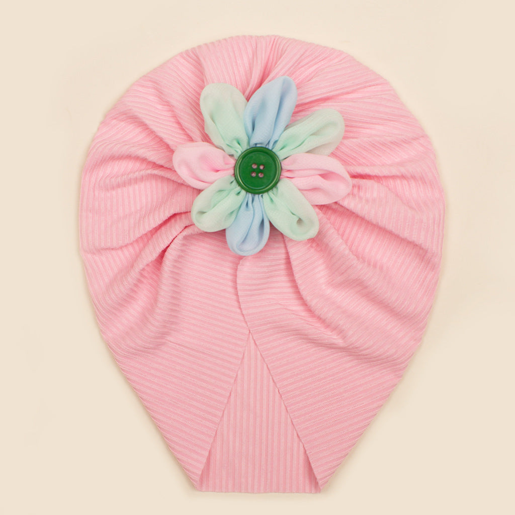 Baby Girls Turbans Headband Cap With Disc Flower Newborn Infant Toddlers Beanies Caps Hat