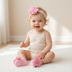 Baby Flower Headband & Socks Set – Soft Floral Newborn Hair Band and Baby Socks 2-Piece Outfit