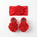 Baby Flower Headband & Socks Set – Soft Floral Newborn Hair Band and Baby Socks 2-Piece Outfit