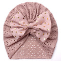 Baby Girl Bow Hat – Soft Pink Newborn Beanie with Polka Dot Bow Infant Cap