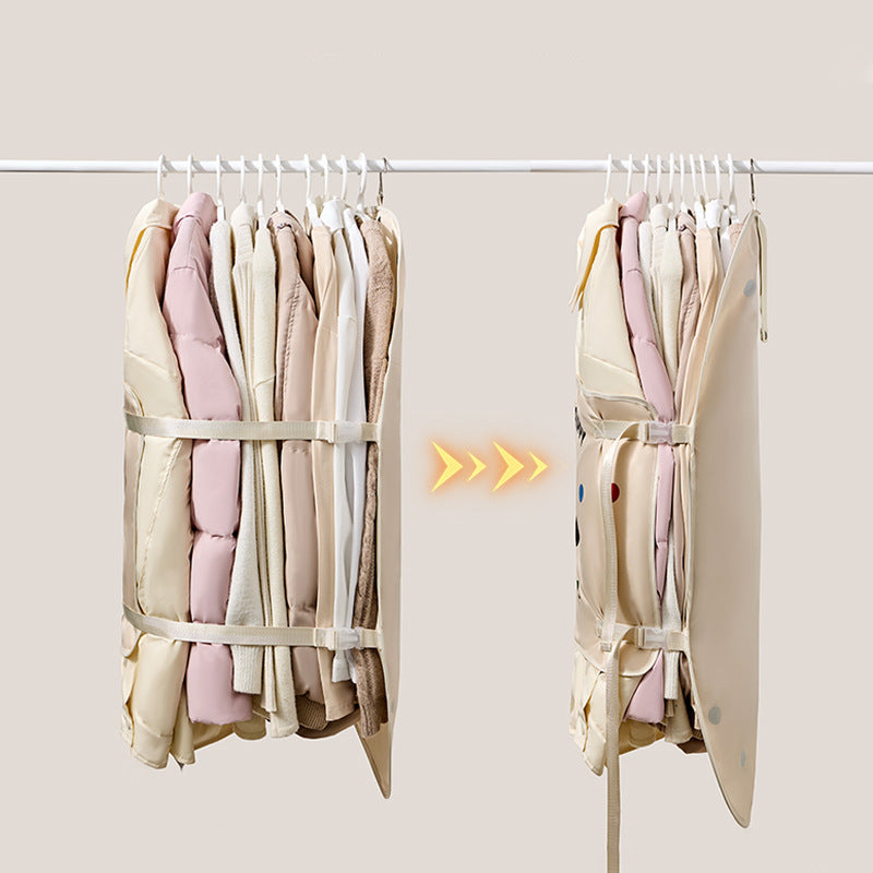Hanging Space-Saving Garment Storage Bag with Compression Panel and Dust Cover