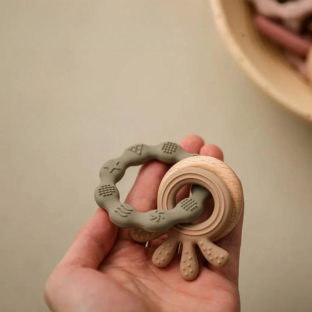 Baby Silicone Teether Ring BPA Free Rattles Bracelet-Blind Box 2 Pack