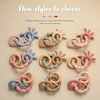 Baby Silicone Teether Ring BPA Free Rattles Bracelet-Blind Box 2 Pack