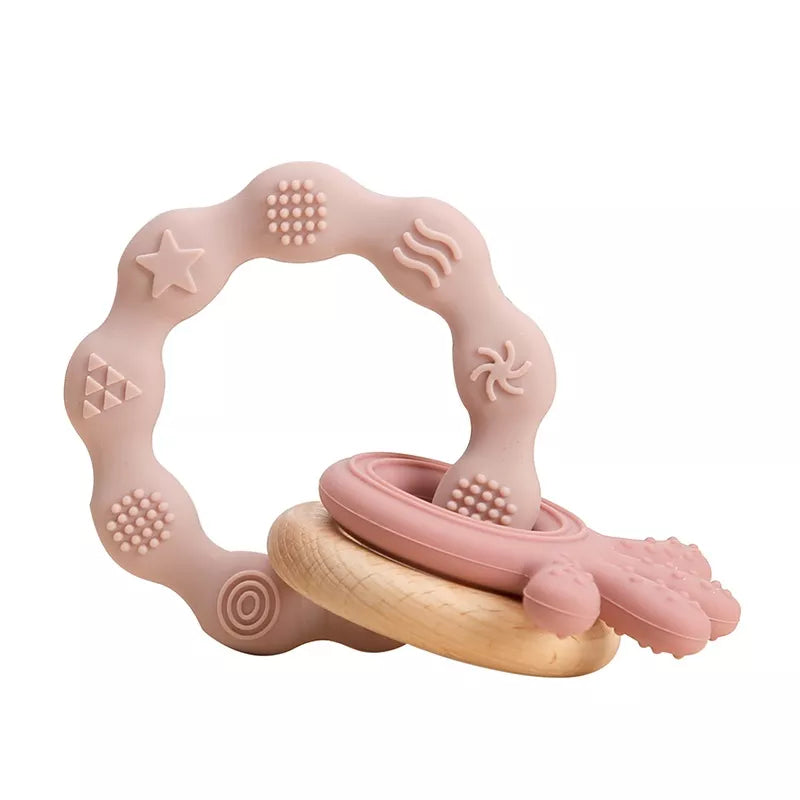 Baby Silicone Teether Ring BPA Free Rattles Bracelet-Blind Box 2 Pack