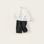 Toddler Boy 2-Piece Outfit: Printed Collared Shirt & Casual Pants, 100% Cotton,