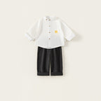 Toddler Boy 2-Piece Outfit: Printed Collared Shirt & Casual Pants, 100% Cotton,